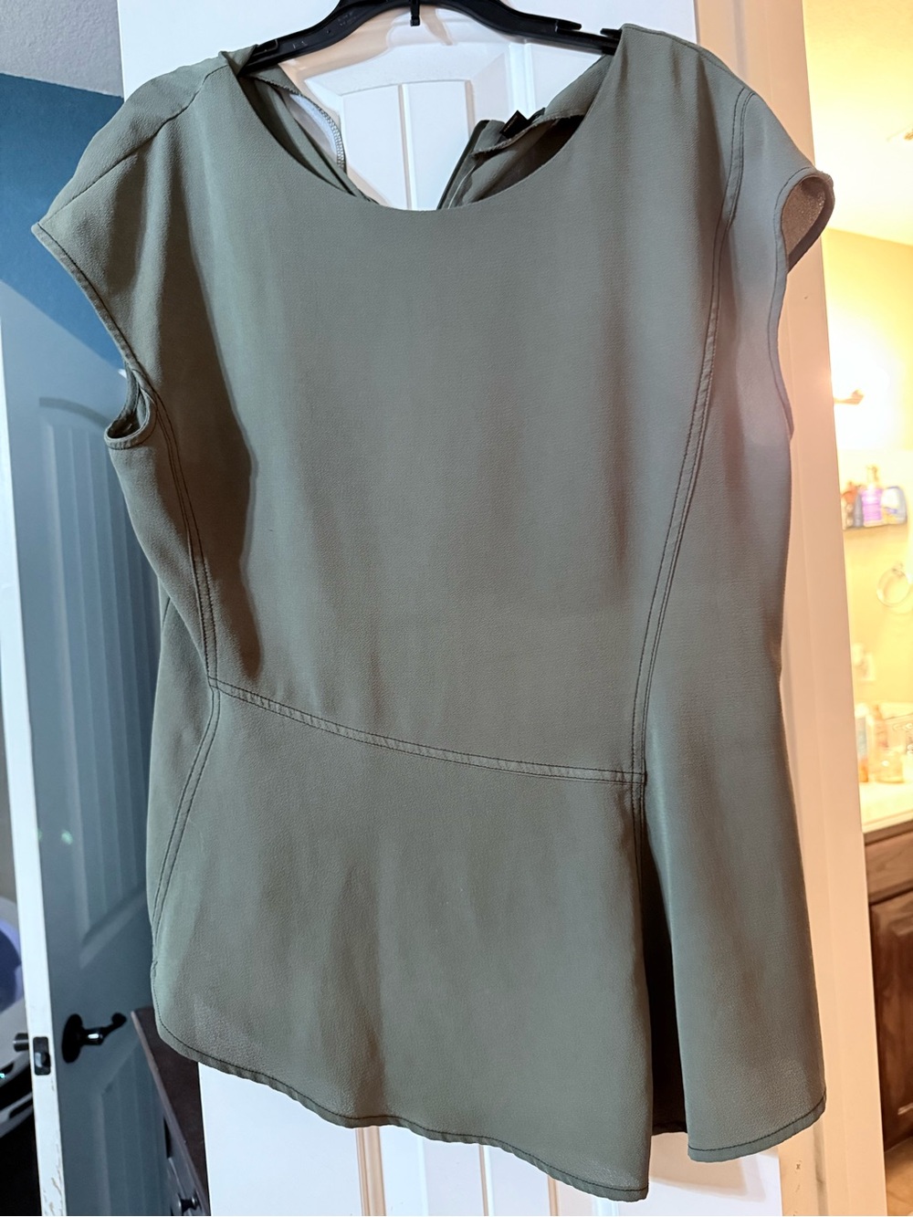 Worthington Olive Green Cap-Sleeve Peplum Blouse